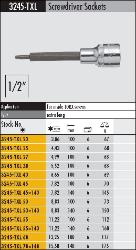Long shank 1/2 inch drive torx bit specifications